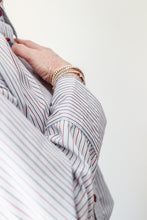 Shirt Blue With Black/Burgundy Stripe