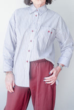 Shirt Blue With Black/Burgundy Stripe