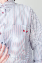 Shirt Blue With Black/Burgundy Stripe
