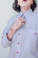 Shirt Blue With Black/Burgundy Stripe