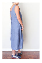 SLEEVELESS LINEN DRESS BLUE