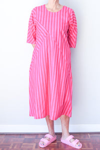 Puzzle Stripe Dress - Pink Stripe