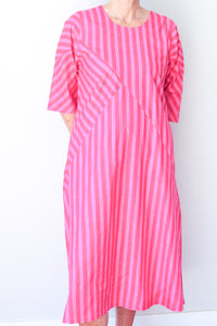Puzzle Stripe Dress - Pink Stripe