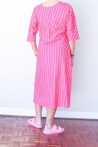 Puzzle Stripe Dress - Pink Stripe