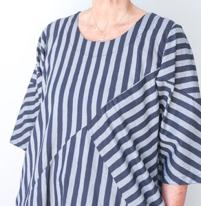 Puzzle Stripe Dress - Black Stripe