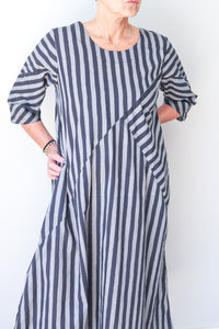 Puzzle Stripe Dress - Black Stripe