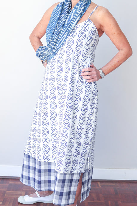Reversable Cami Dress - Blue Pattern/Check