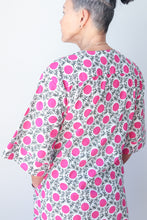 Collarless Front Tie Dress Pink Dot