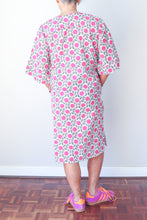 Collarless Front Tie Dress Pink Dot