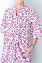 Collarless Front Tie Dress Pink Dot