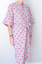Collarless Front Tie Dress Pink Dot