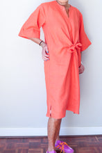 Collarless Front Tie Dress Tangerine