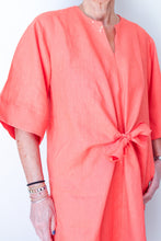 Collarless Front Tie Dress Tangerine