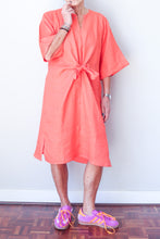 Collarless Front Tie Dress Tangerine
