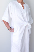 Collarless Front Tie Dress White