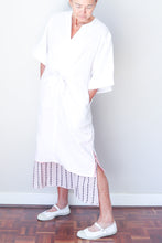 Collarless Front Tie Dress White
