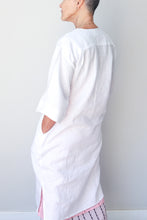 Collarless Front Tie Dress White