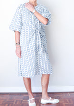 Collarless Front Tie Dress White/Grey Chain