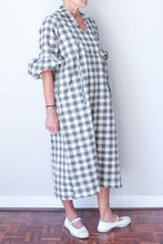 Puff Sleeve Dress - Grey Check