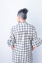 Puff Sleeve Dress - Grey Check