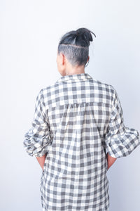 Puff Sleeve Dress - Grey Check