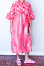 Puff Sleeve Dress - Red Check
