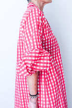 Puff Sleeve Dress - Red Check