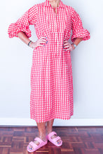 Puff Sleeve Dress - Red Check