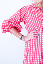 Puff Sleeve Dress - Red Check