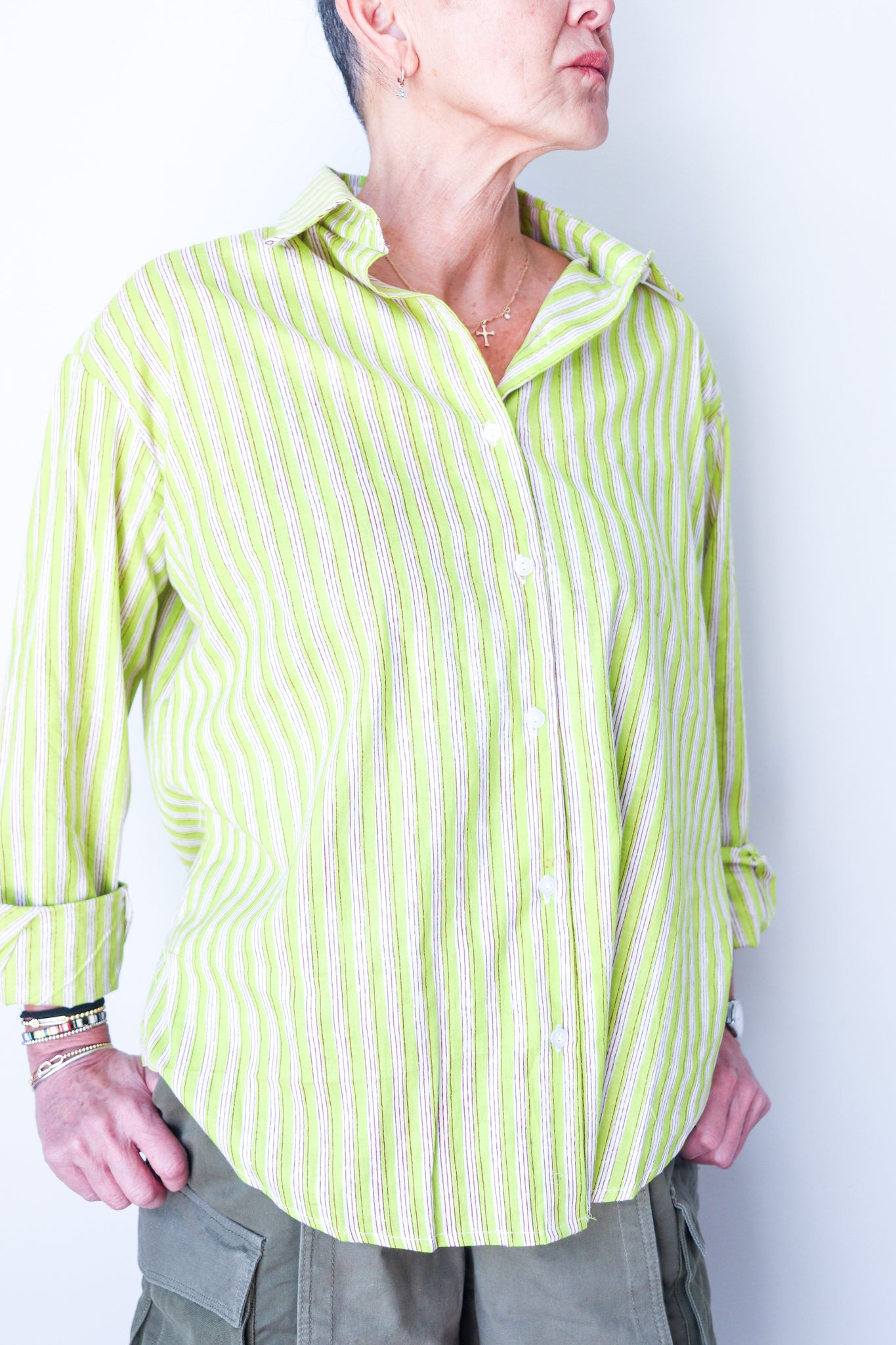 Shirt Lime Stripe Alexandra Classics Shirt Lime Stripe Alexandra Classics