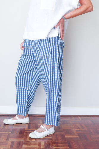 Balloon Pants Blue Check