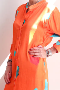 W24 Mandarin Collar Dress Orange